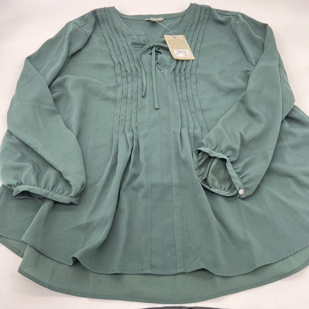 Bass Dark Green Pleated Top NWT Size 2XL
